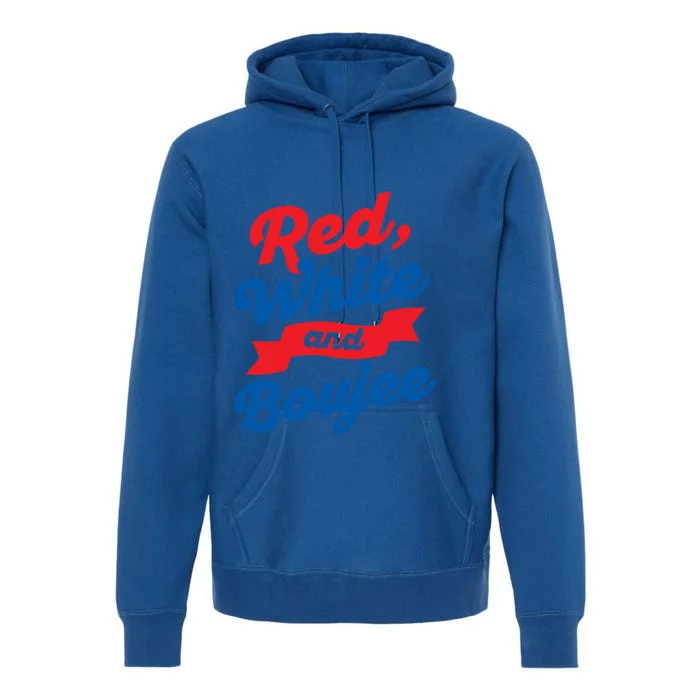 Red White And Boujee Usa Thick Script Banner Vintage Gift Premium Hoodie