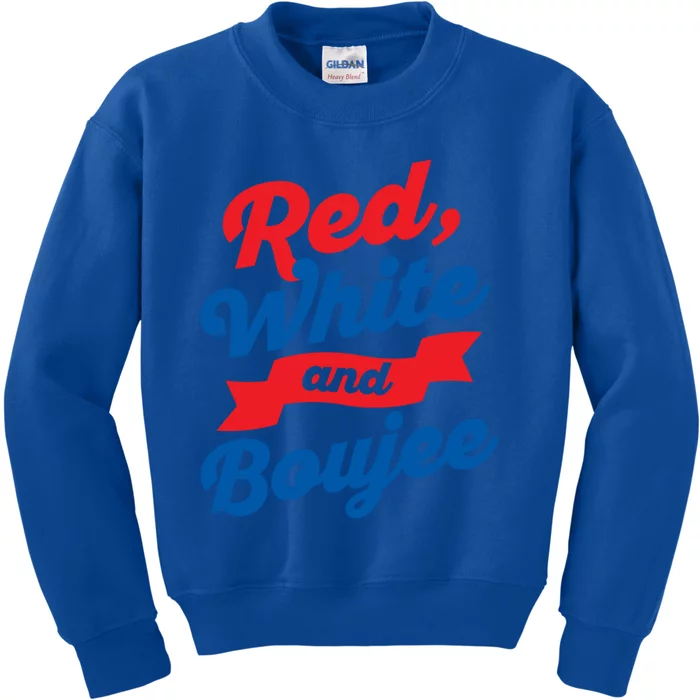 Red White And Boujee Usa Thick Script Banner Vintage Gift Kids Sweatshirt