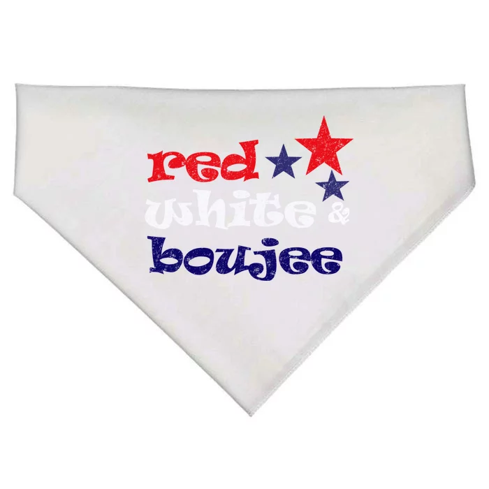 Red White And Boujee 4th Of July Patriotic America Funny Gift USA-Made Doggie Bandana