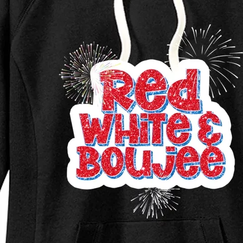 Red White And Boujee Funny 4th Of July Gift Women's Fleece Hoodie