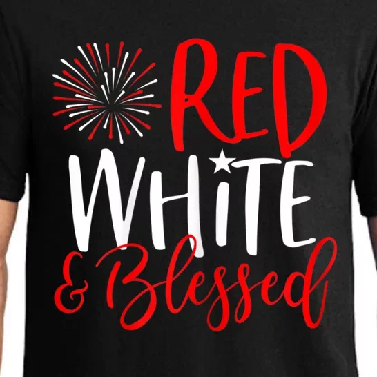 Red White And Blessed Great Gift 4th Of July Cute Patriotic America Funny Gift Pajama Set