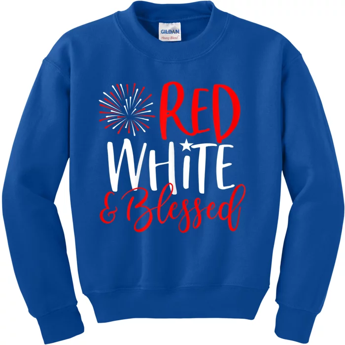 Red White And Blessed Great Gift 4th Of July Cute Patriotic America Funny Gift Kids Sweatshirt