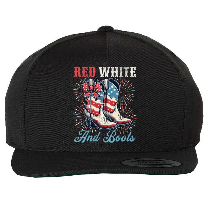 Red White And Boots Cute Coquette Cowgirl Independence Day Wool Snapback Cap