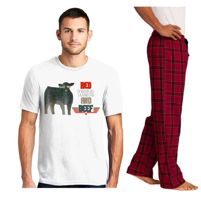 Red White And Funny Beef 4th Of July Pajama Set