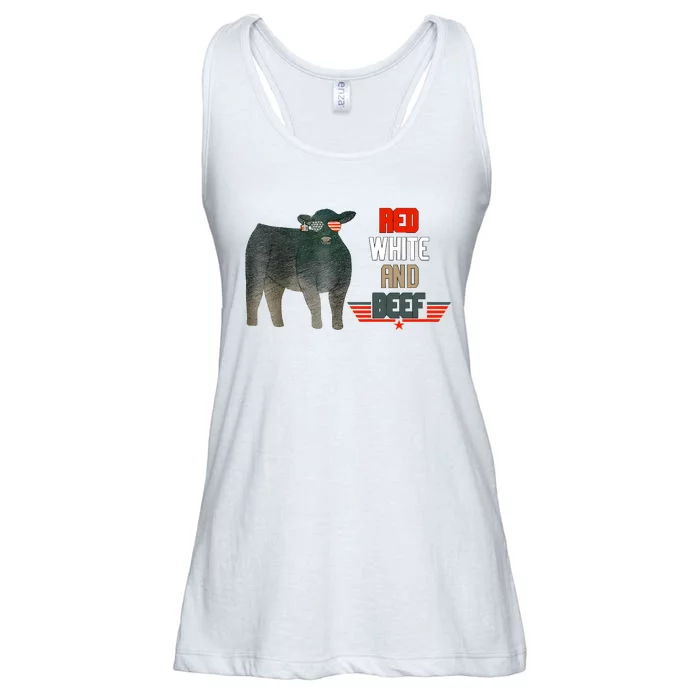 Red White And Funny Beef 4th Of July Ladies Essential Flowy Tank