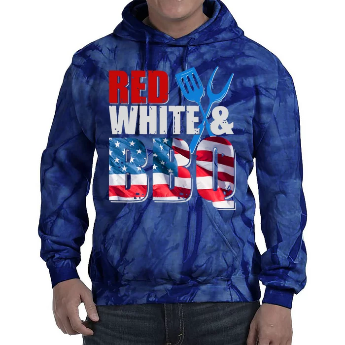 Red White And BBQ American USA Flag Tie Dye Hoodie