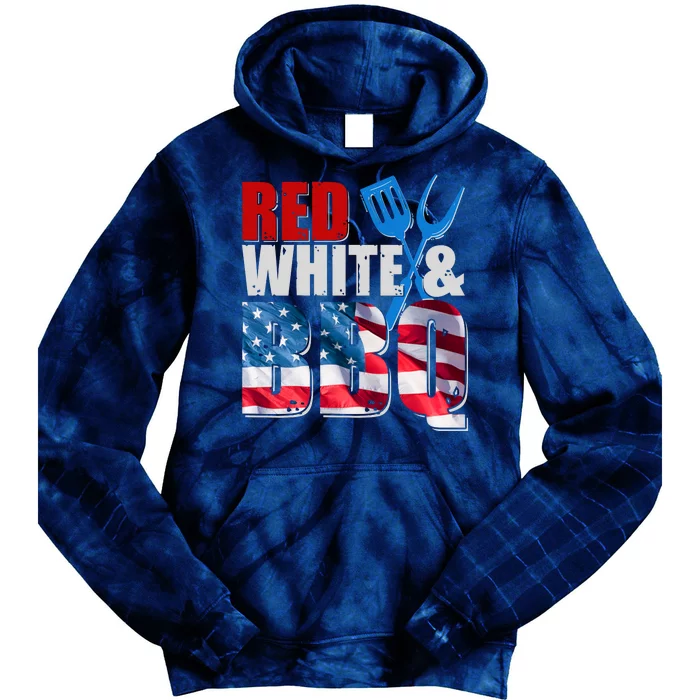 Red White And BBQ American USA Flag Tie Dye Hoodie