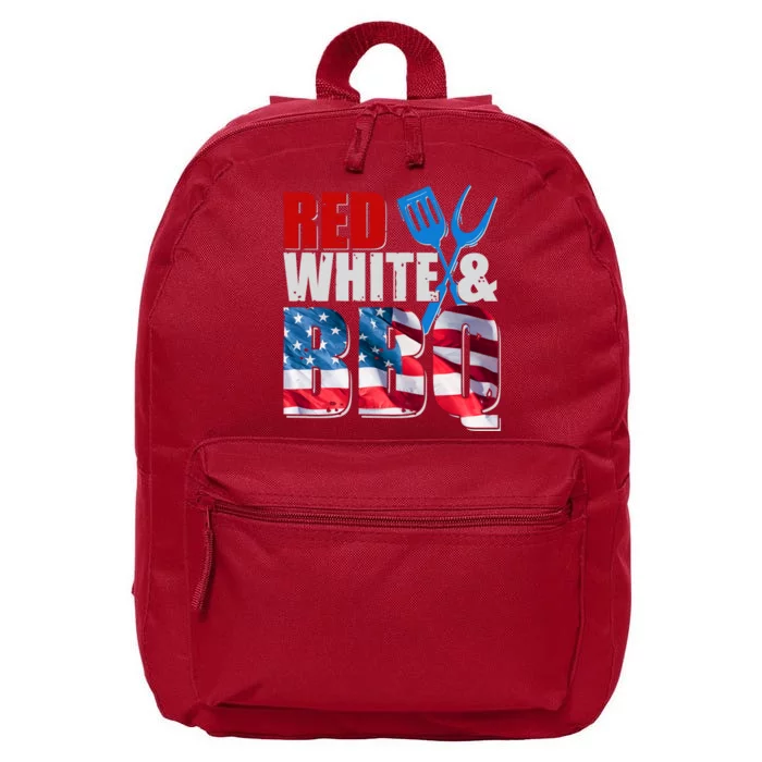 Red White And BBQ American USA Flag 16 in Basic Backpack