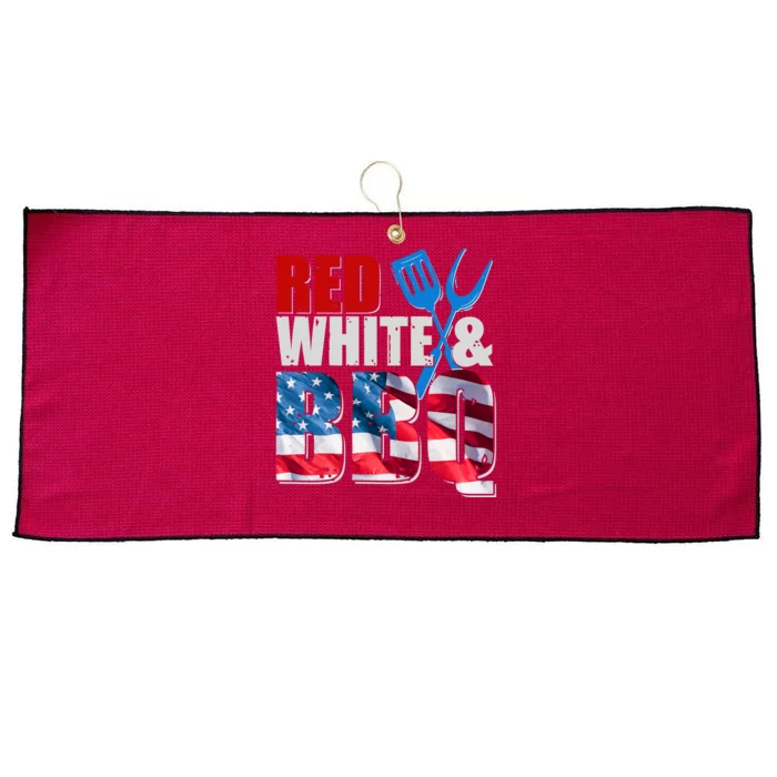 Red White And BBQ American USA Flag Large Microfiber Waffle Golf Towel