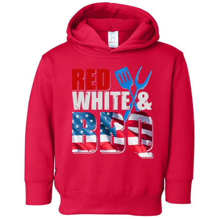 Red White And BBQ American USA Flag Toddler Hoodie