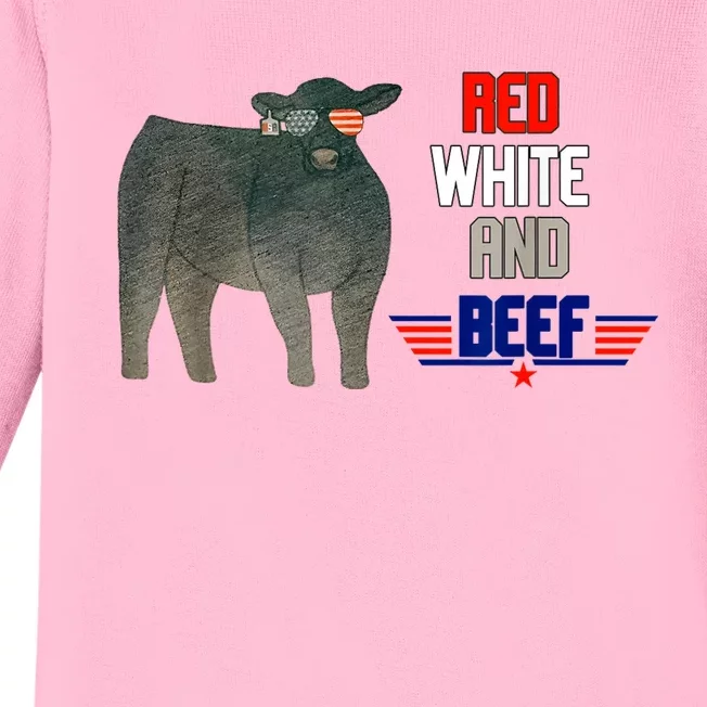 Red White And Beef Baby Long Sleeve Bodysuit