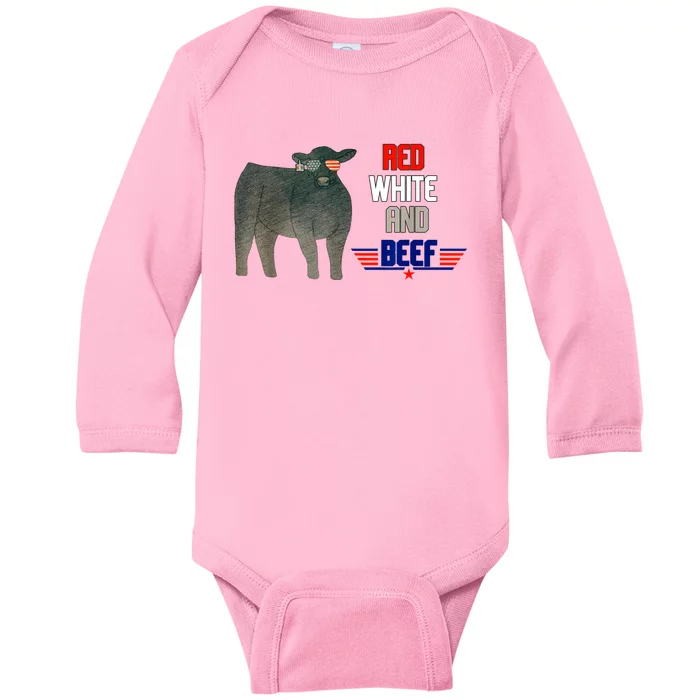 Red White And Beef Baby Long Sleeve Bodysuit