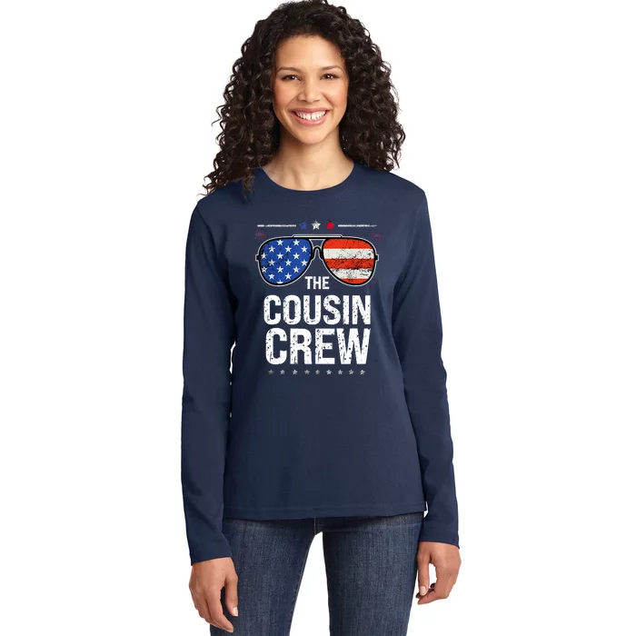 Red White And Blue Cousin Crew 4th Of July Independence Day Ladies Long Sleeve Shirt