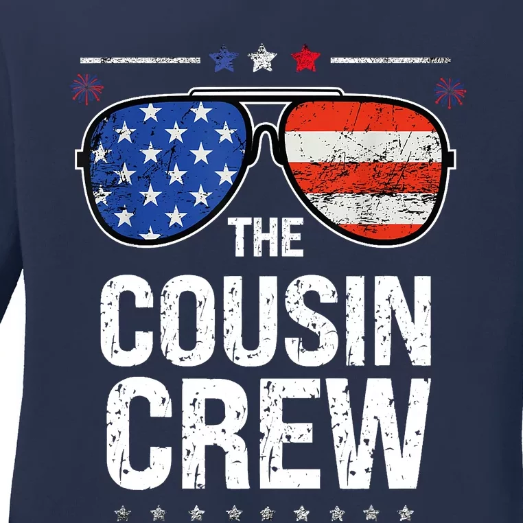 Red White And Blue Cousin Crew 4th Of July Independence Day Ladies Long Sleeve Shirt