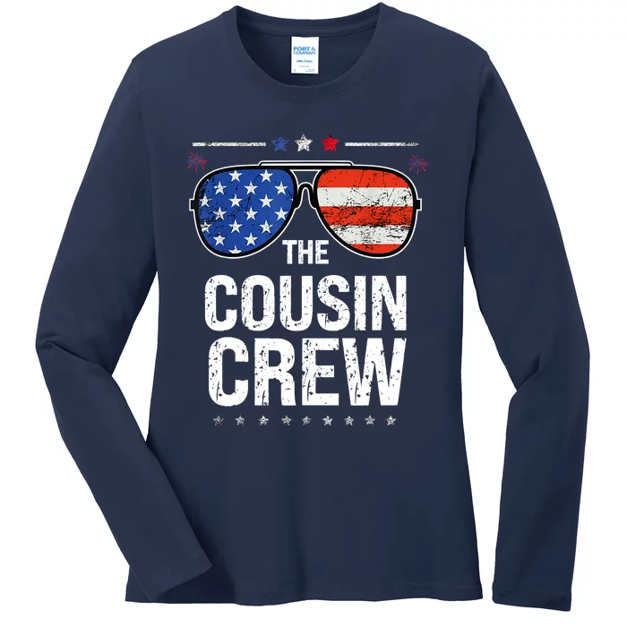 Red White And Blue Cousin Crew 4th Of July Independence Day Ladies Long Sleeve Shirt