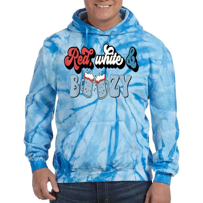 Red White And Boozy Celebrate America Drinking 4th Of July Tie Dye Hoodie