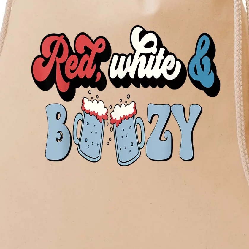 Red White And Boozy Celebrate America Drinking 4th Of July Drawstring Bag