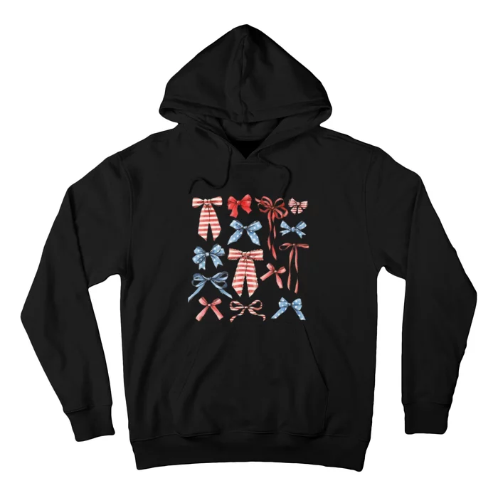 Red White And Blue American Coquette Bows Hoodie