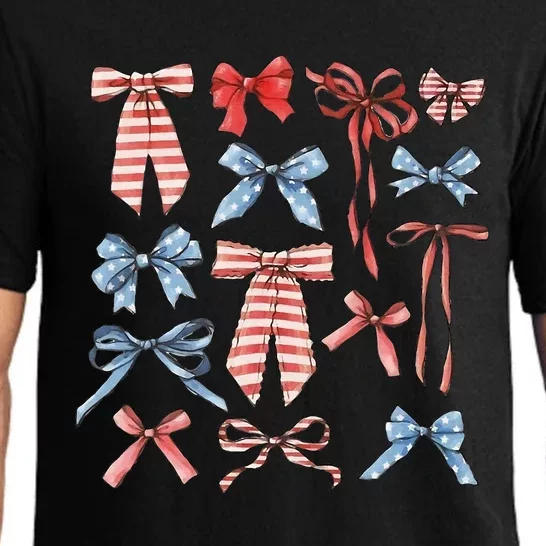 Red White And Blue American Coquette Bows Pajama Set