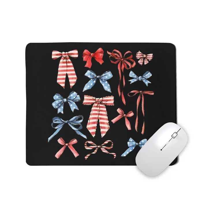 Red White And Blue American Coquette Bows Mousepad