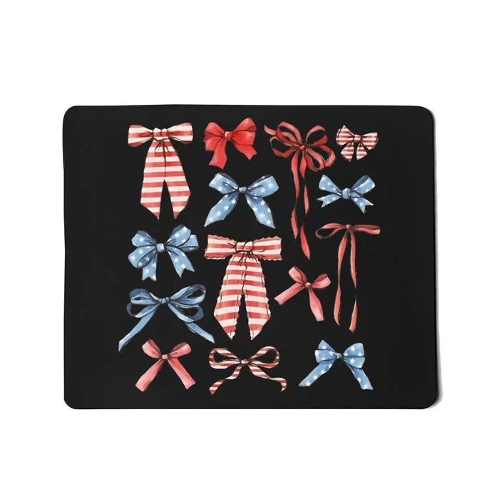 Red White And Blue American Coquette Bows Mousepad