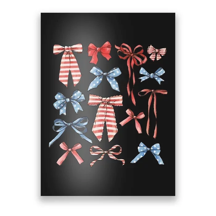 Red White And Blue American Coquette Bows Poster