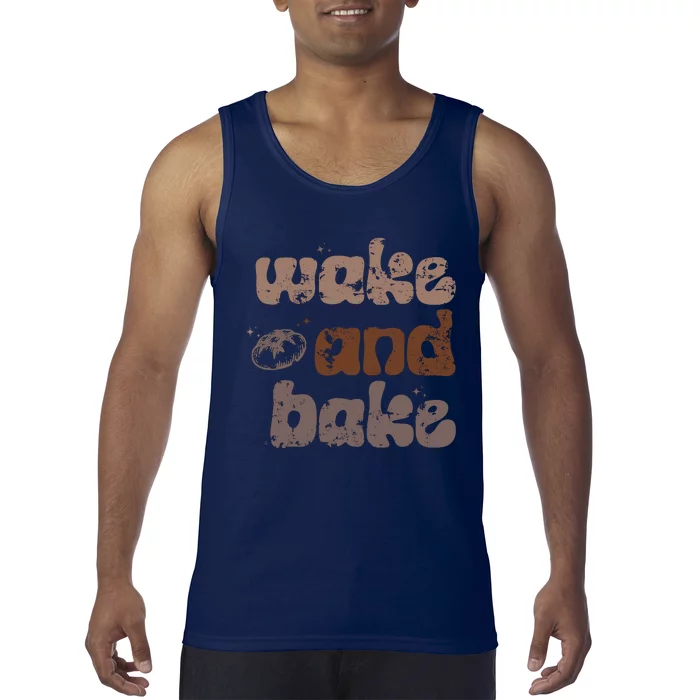 Retro Wake And Bake Funny Sourdough Starter Bread Baking Tank Top