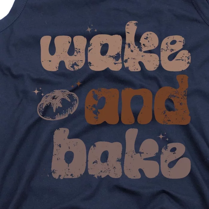 Retro Wake And Bake Funny Sourdough Starter Bread Baking Tank Top