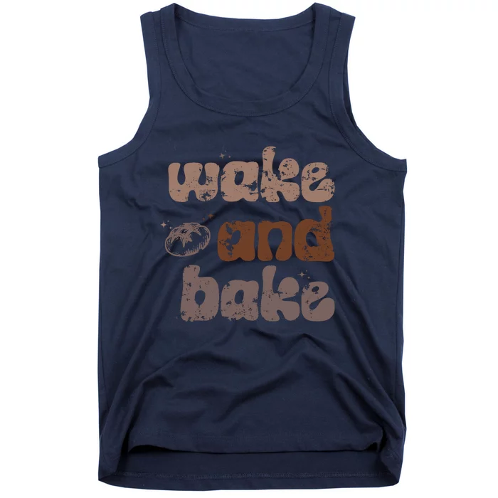 Retro Wake And Bake Funny Sourdough Starter Bread Baking Tank Top