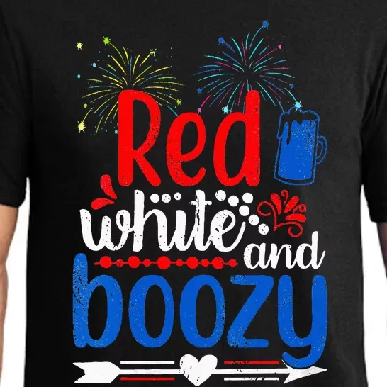 Red White And Boozy Alcohol Booze 4th of July Beer Party Pajama Set