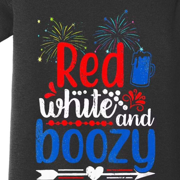 Red White And Boozy Alcohol Booze 4th of July Beer Party Baby Bodysuit