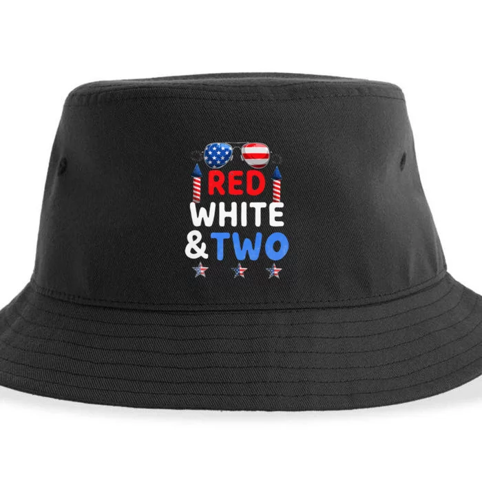 Red White And Two 2nd Birthday 4th Of July Firework Sustainable Bucket Hat