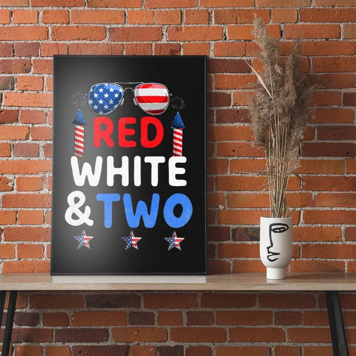 Red White And Two 2nd Birthday 4th Of July Firework Poster