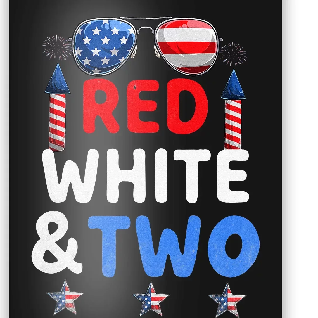 Red White And Two 2nd Birthday 4th Of July Firework Poster