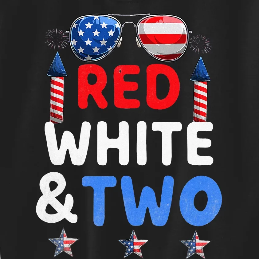 Red White And Two 2nd Birthday 4th Of July Firework Kids Sweatshirt