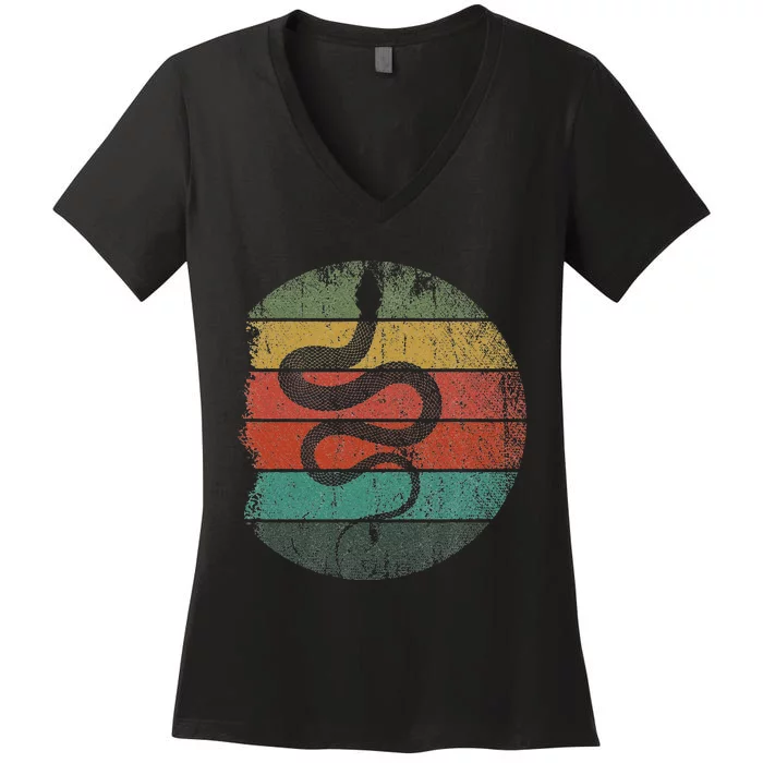 Retro Wild Animal Rainforest Zoo Keeper Pet Gift Snake Women's V-Neck T-Shirt