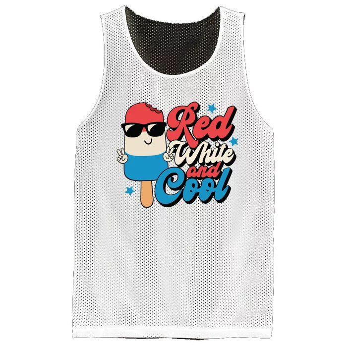 Red White And Cool 4th Of July Mesh Reversible Basketball Jersey Tank