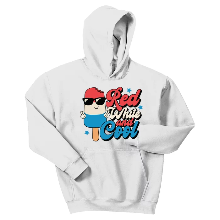 Red White And Cool 4th Of July Kids Hoodie