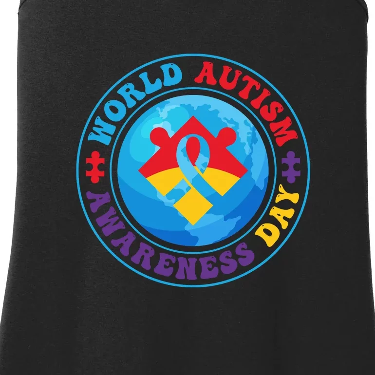 Ribbon World Autism Awareness Day Ladies Essential Tank