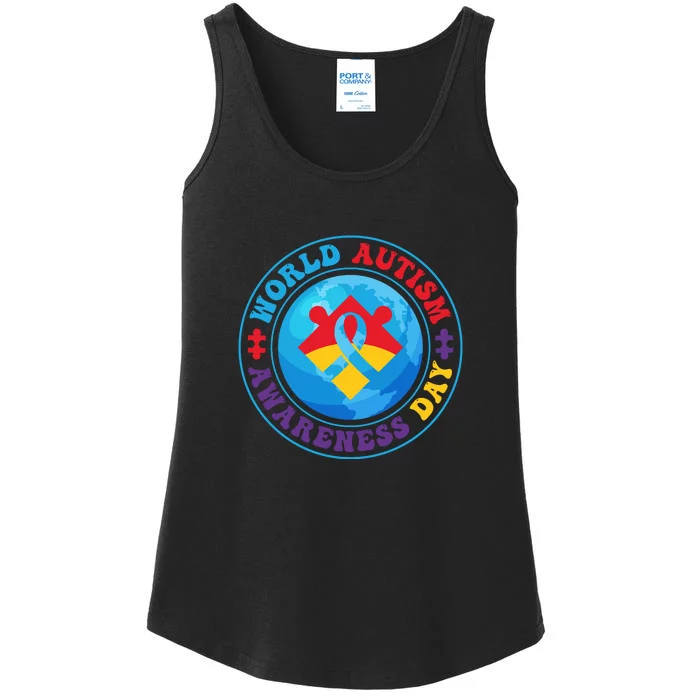 Ribbon World Autism Awareness Day Ladies Essential Tank