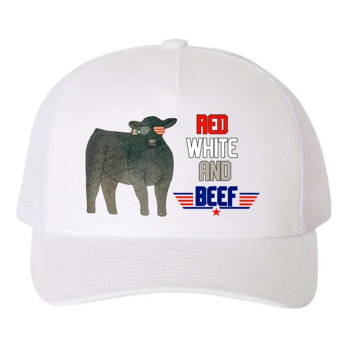 Red White And Beef Yupoong Adult 5-Panel Trucker Hat