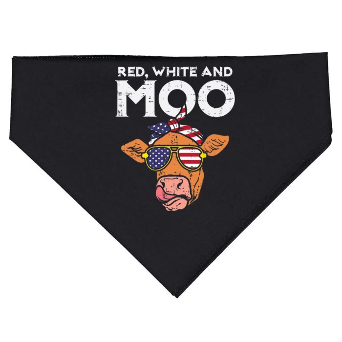 Red White And Moo Cow USA Flag 4th Of July Fourth Patriotic USA-Made Doggie Bandana