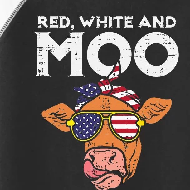 Red White And Moo Cow USA Flag 4th Of July Fourth Patriotic Toddler Fine Jersey T-Shirt