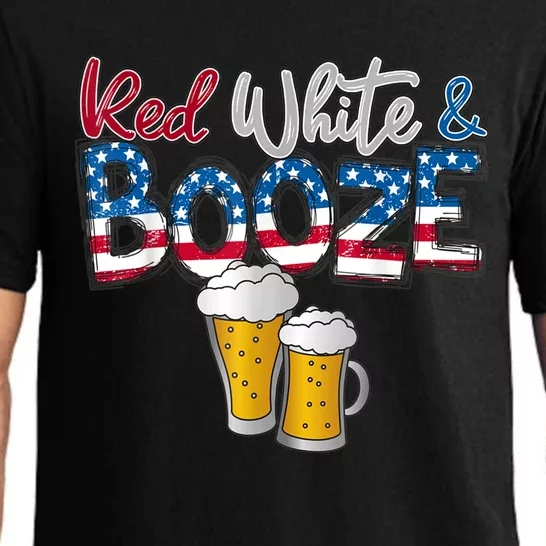 Red White and Booze America Flag 4th Of Julyy Pajama Set