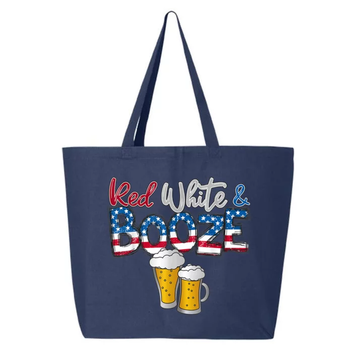 Red White and Booze America Flag 4th Of Julyy 25L Jumbo Tote