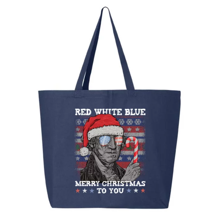 Red White Blue Merry Christmas To You Washington Ugly Gift 25L Jumbo Tote