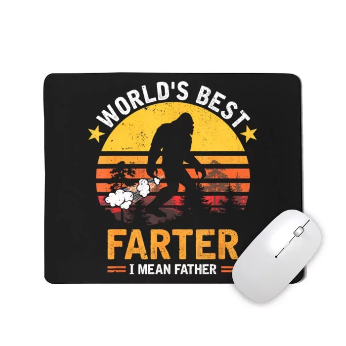 Retro Worlds Best Farter I Mean Father Bigfoot Fathers Day Mousepad