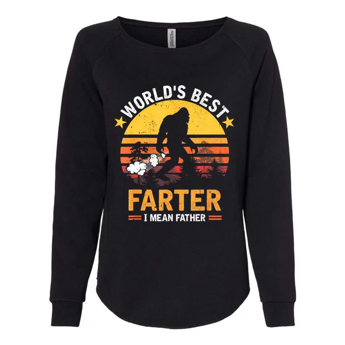 Retro Worlds Best Farter I Mean Father Bigfoot Fathers Day Womens California Wash Sweatshirt