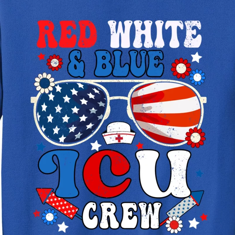 Red White Blue Icu Crew Nurse Scrub Sunglasses 4th Of July Cool Gift Sweatshirt