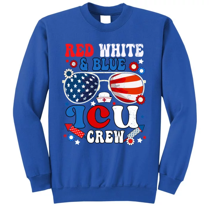 Red White Blue Icu Crew Nurse Scrub Sunglasses 4th Of July Cool Gift Sweatshirt